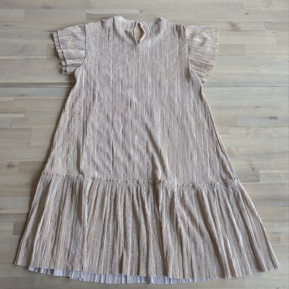 CREWCUTS Girls' Metallic Flutter-Sleeve dress With Ruffle Details Size 14 - Picture 7 of 8